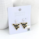West Virginia Crystal Logo Earrings