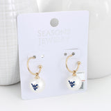 West Virginia Pearl Logo Hoop Earrings