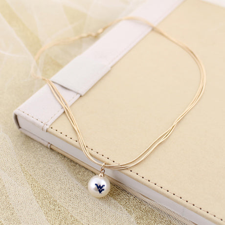 18” West Virginia Gold & Pearl Logo 3-Strand Necklace