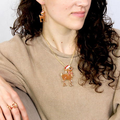 Glitter Reindeer Christmas Convertible Pin/Pendant
