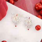 Crystal Reindeer Post Hook Earrings