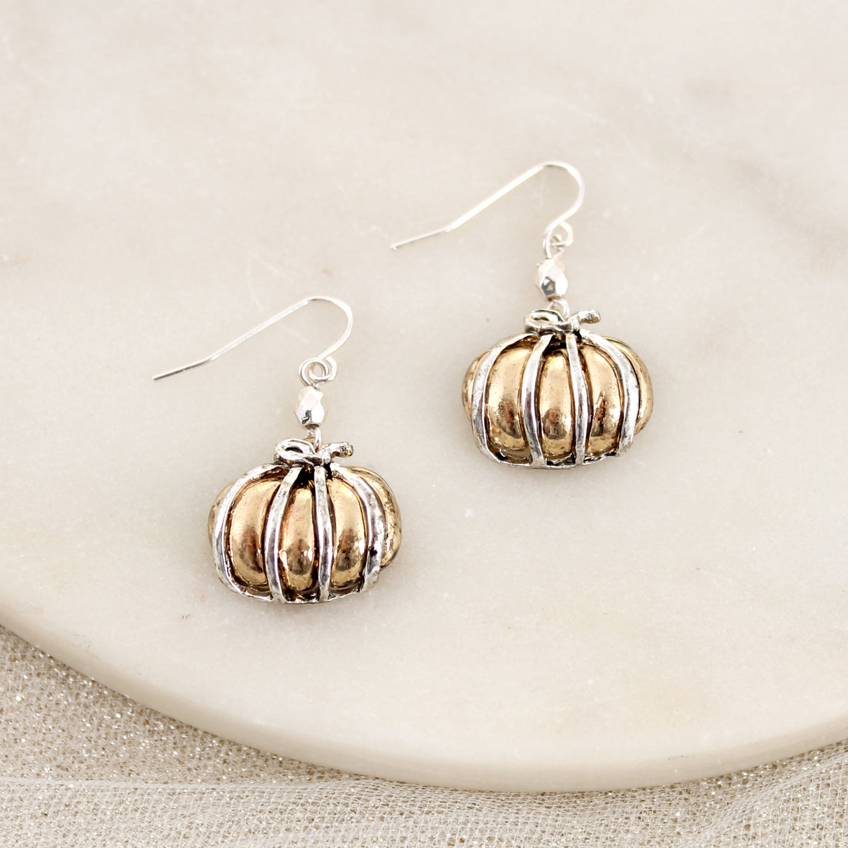 Mixed Metal Pumpkin Earrings