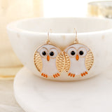 Gold Round Owl Earrings