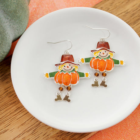 Dangle Leg Pumpkin Scarecrow Earrings