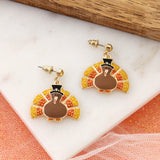 Candy Corn Turkey Earrings