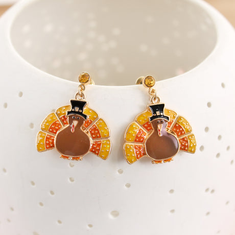 Candy Corn Turkey Earrings