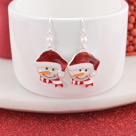 Snowman w/ Santa Hat Earrings