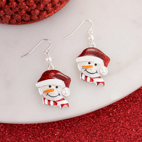 Snowman w/ Santa Hat Earrings