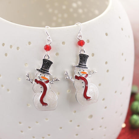 Enamel Snowman Earrings