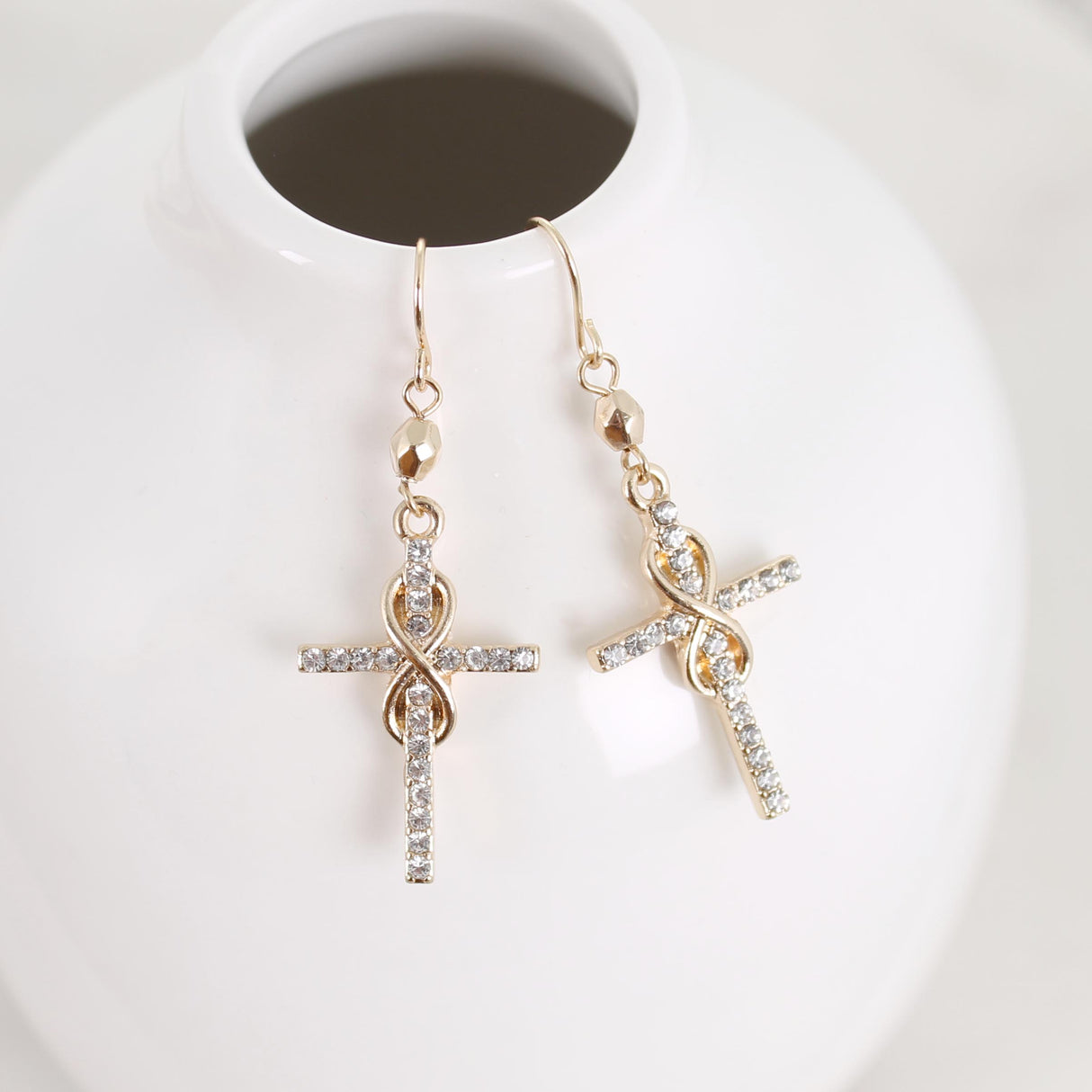 Crystal Infinity Cross Earrings