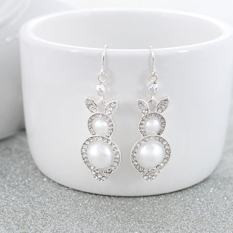 Pearl & Crystal Easter Bunny Earrings
