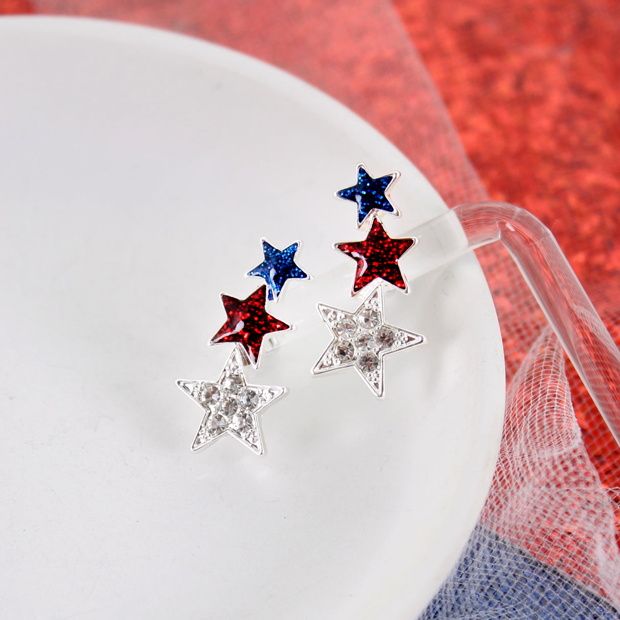 Red, White, & Blue Star Earring Crawler