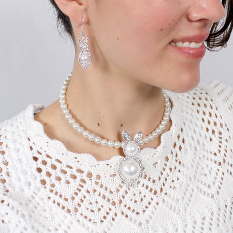 Pearl & Crystal Easter Bunny Convertible Pin/Pendant