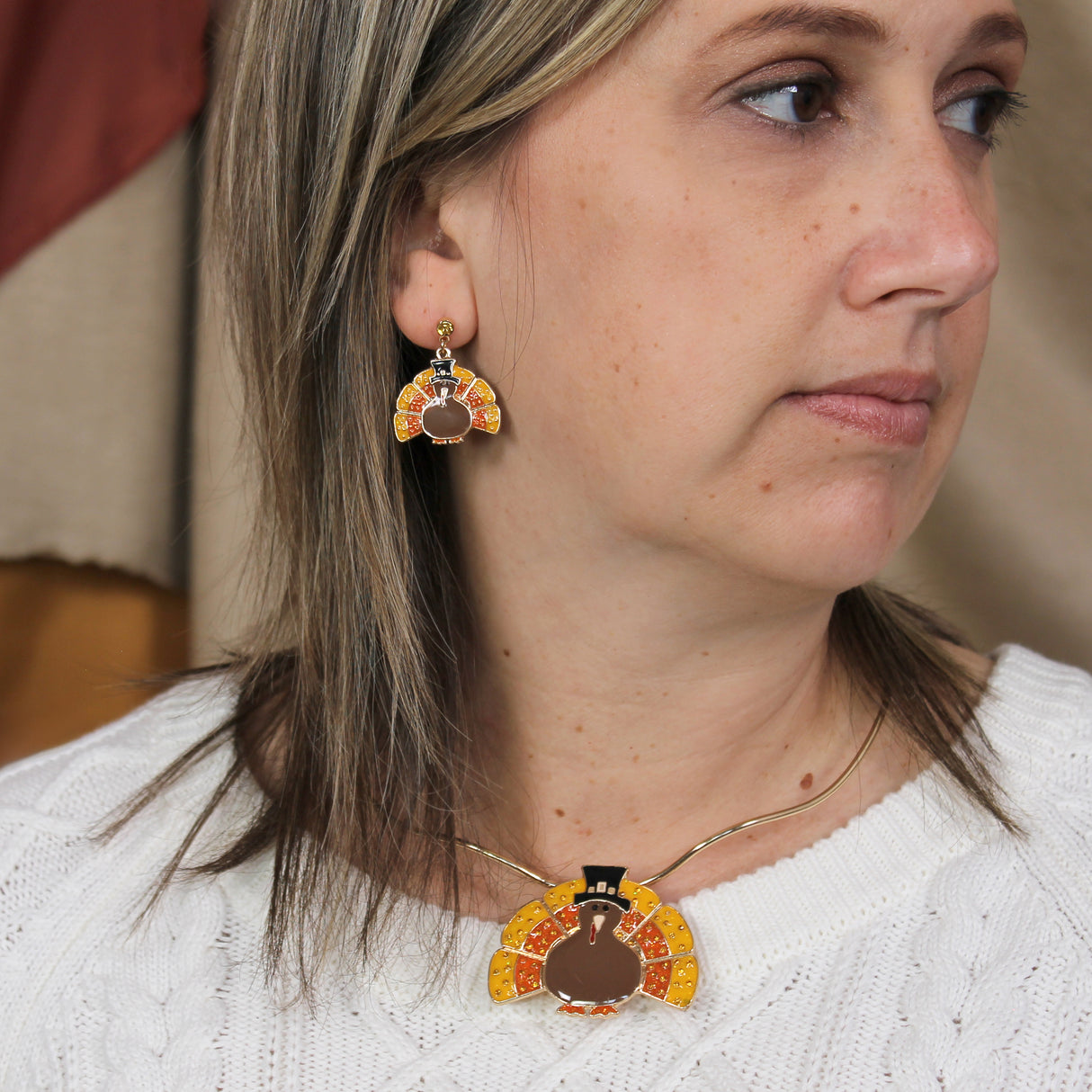 Candy Corn Turkey Earrings