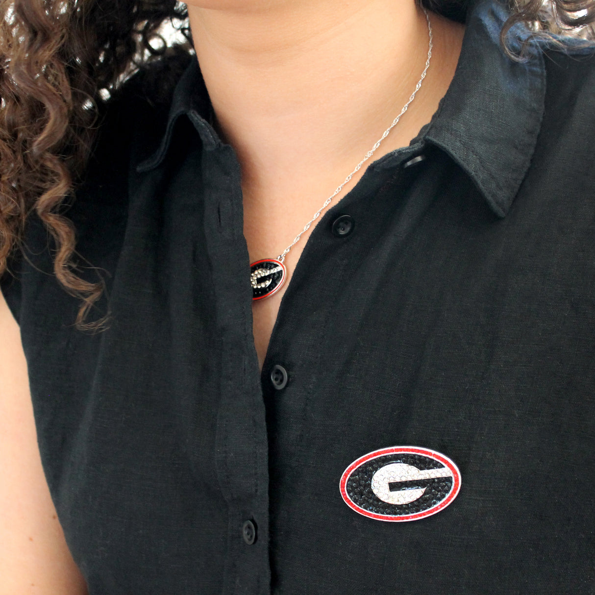 Georgia Crystal Logo Necklace