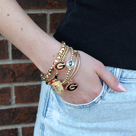 Georgia Gold & Pearl Logo Stretch Bracelet Set