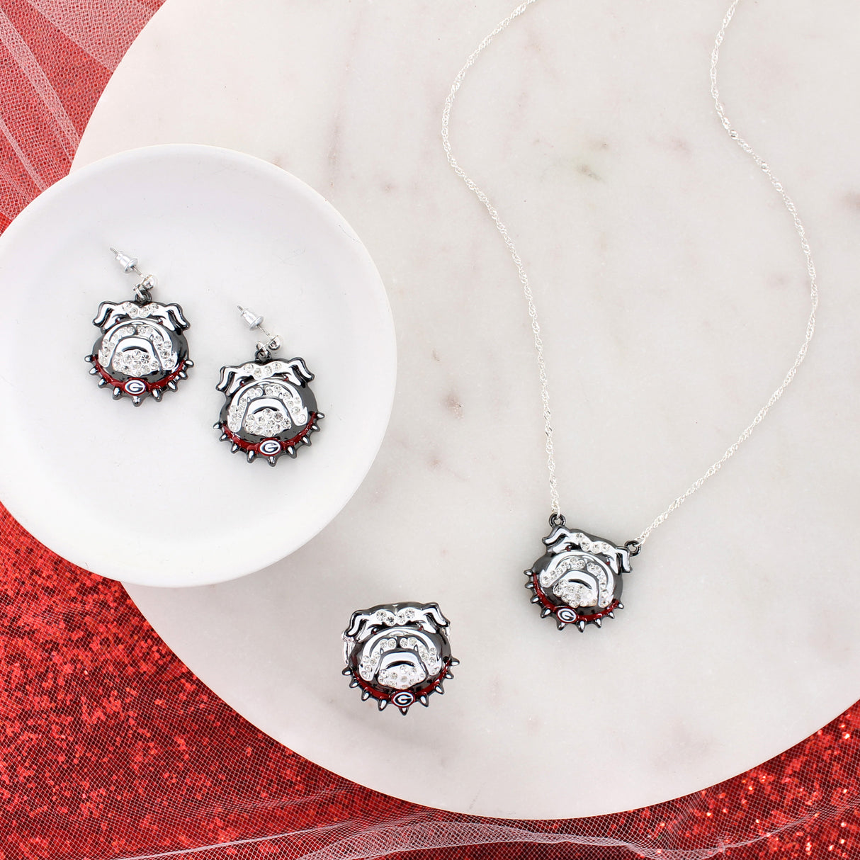 Georgia Bulldogs Crystal Logo Earrings