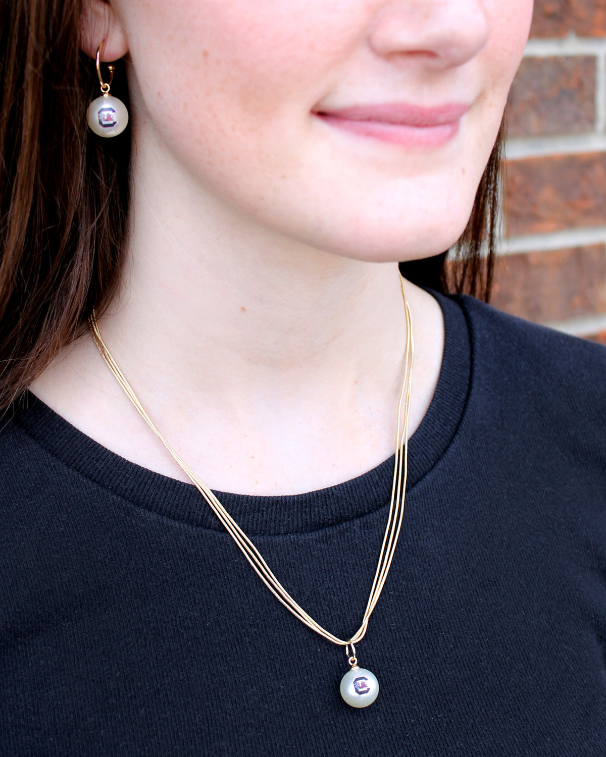 South Carolina Pearl Logo Hoop Earrings