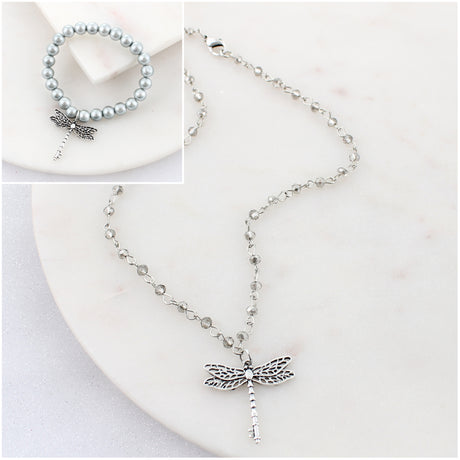 Silver & Pearl Dragonfly Key Gift Set