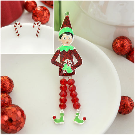 Dangle Leg Christmas Elf Gift Set