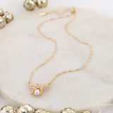 Gold and Pearl Bee Necklace