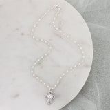 Silver Filigree & Pearl Cross Necklace