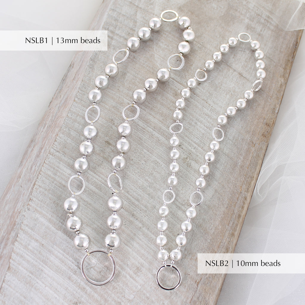 20" Silver Bead Stretch Necklace w/ Circle Links