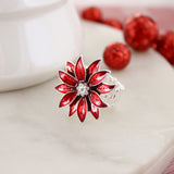 Enamel Christmas Poinsettia Stretch Ring