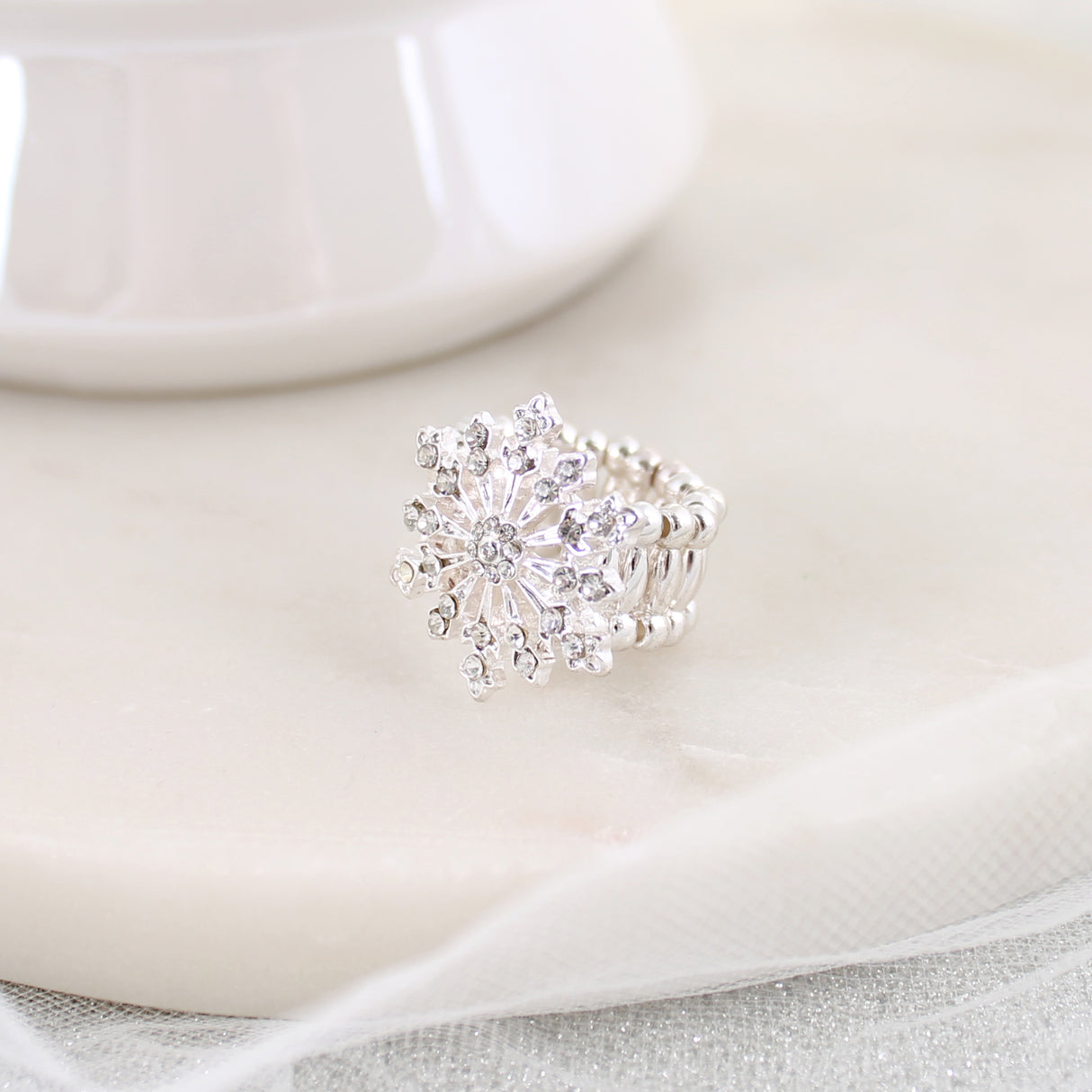 Crystal Snowflake Stretch Ring