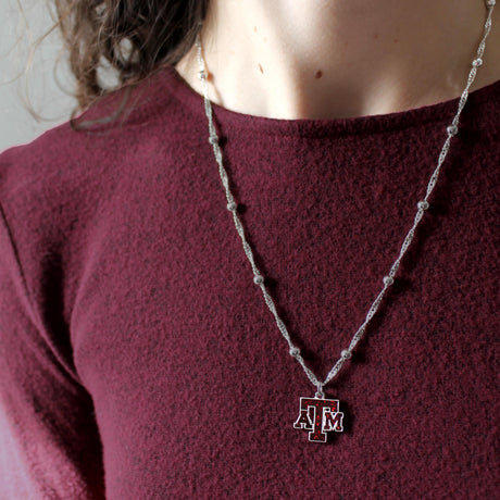 Texas A&M Glitter Enamel Logo Necklace