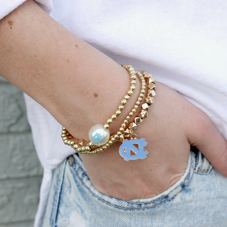 North Carolina Gold Stretch Bracelet w/Enamel Logo
