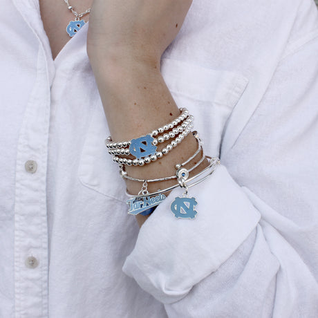 North Carolina Glitter Enamel Logo Stretch Bracelet Set