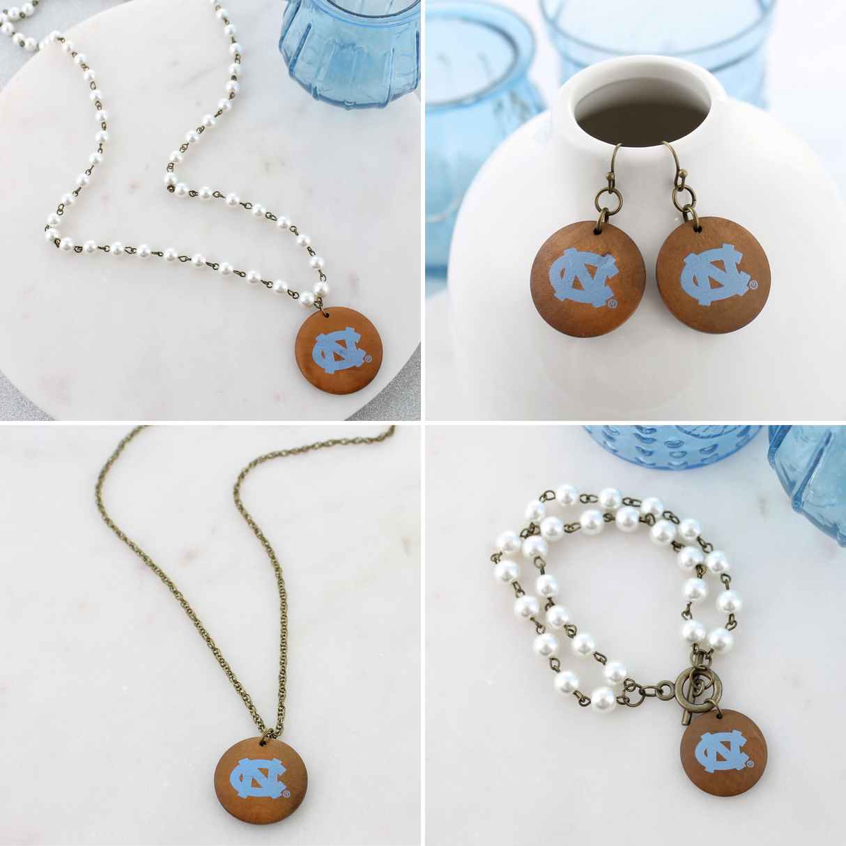 UNC Pearl & Wood Jewelry Gift Set