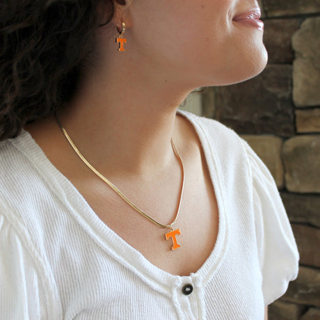 Tennessee Huggie Hoop Earrings w/ Enamel Logo