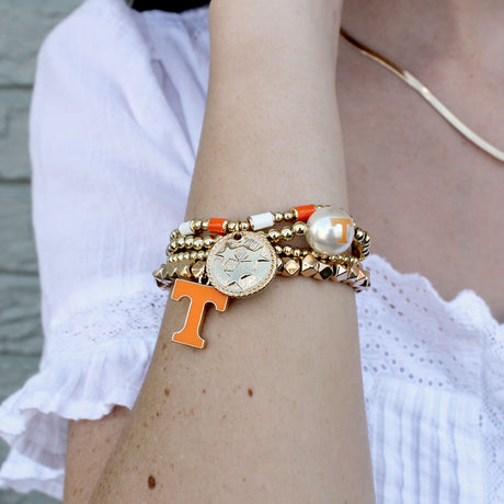 Tennessee Gold & Pearl Logo Stretch Bracelet Set