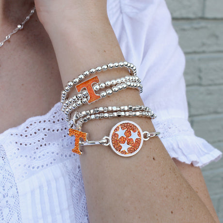 Tennessee Glitter Enamel Logo Stretch Bracelet Set