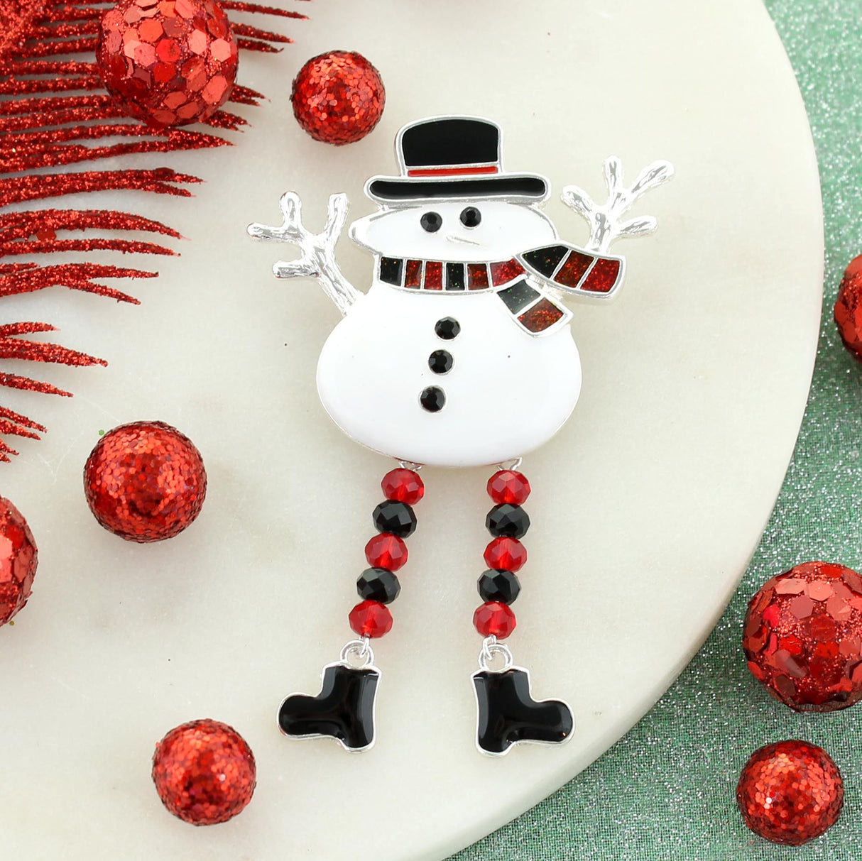 Buffalo Check Dangle Leg Snowman Christmas Gift Set