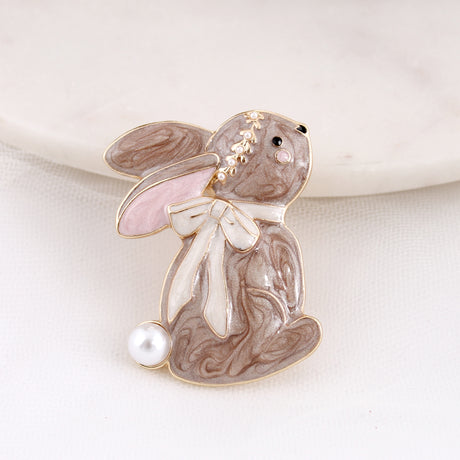 Enamel and Pearl Rabbit Pin/Pendant