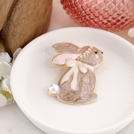 Enamel and Pearl Rabbit Pin/Pendant