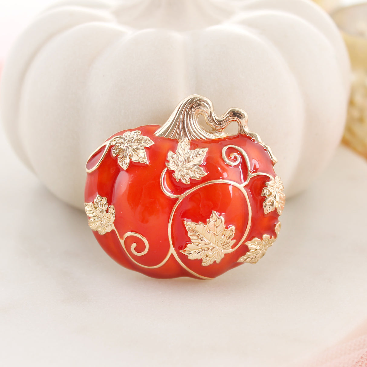 Gold Leaf Filigree Pumpkin Pin/Pendant