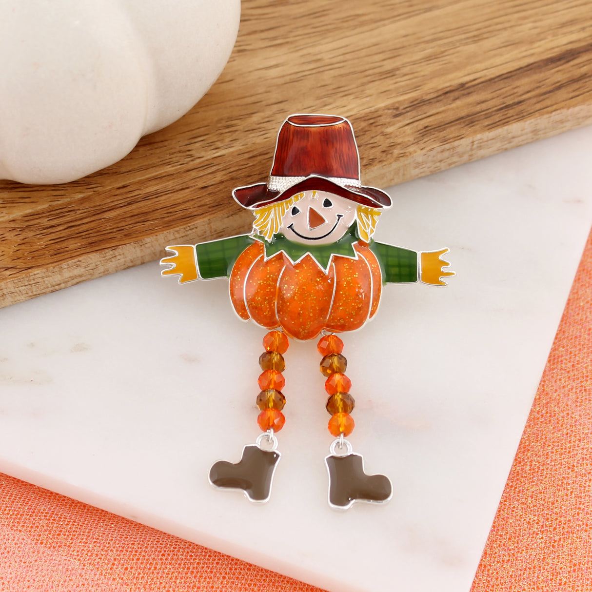 Dangle Leg Pumpkin Scarecrow Pin/Pendant