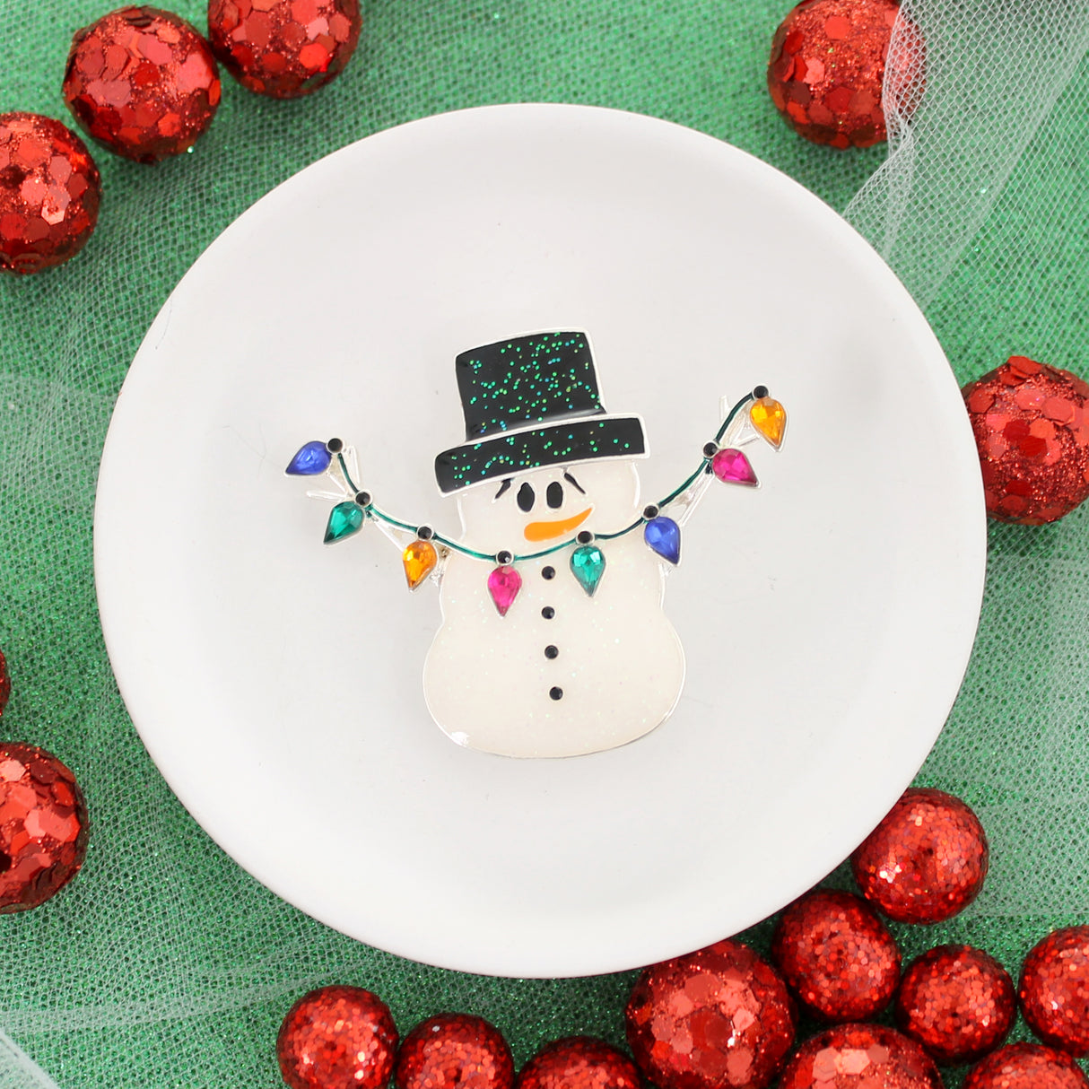 Christmas Light Snowman Pin/Pendant