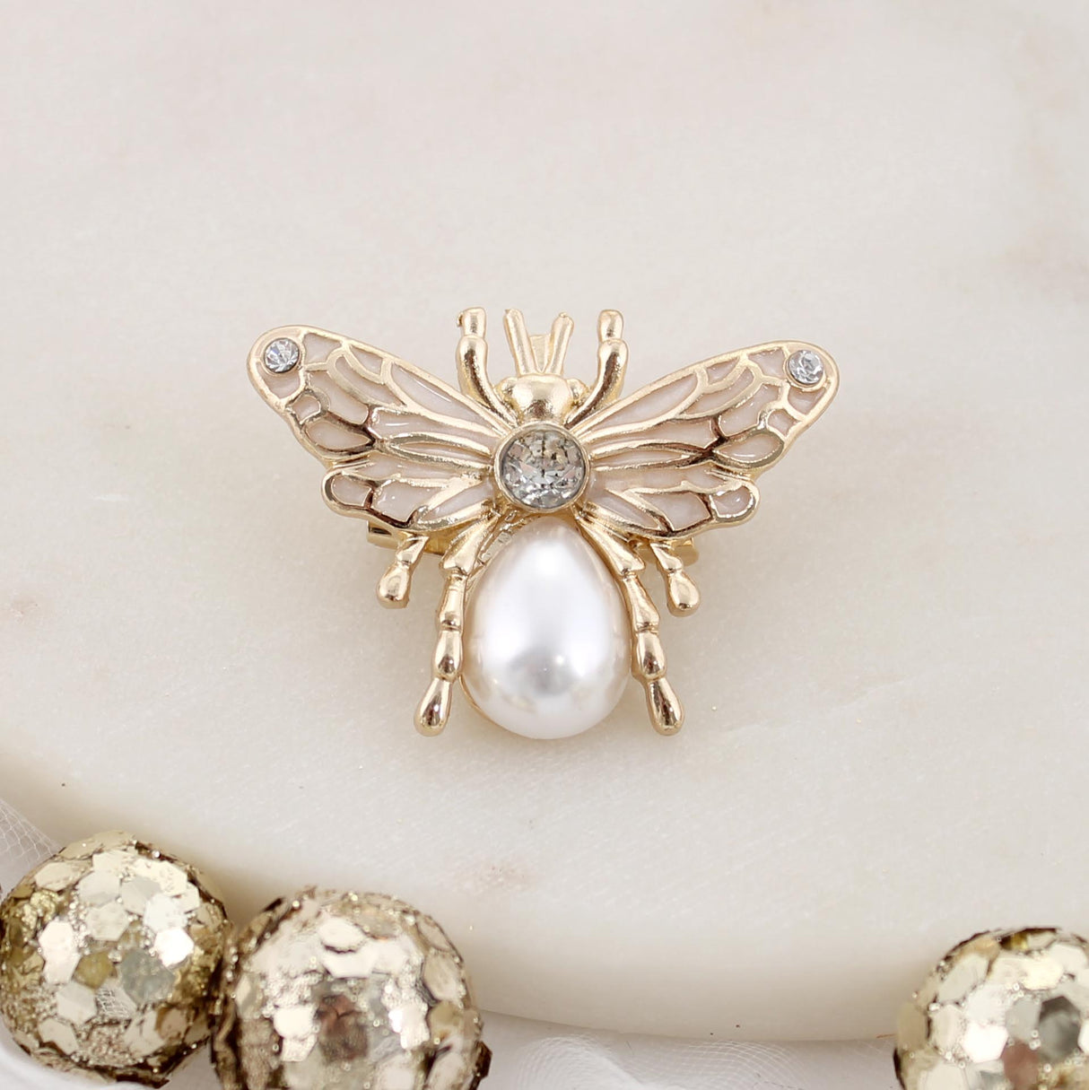 Gold and Pearl Bee Pin/Pendant