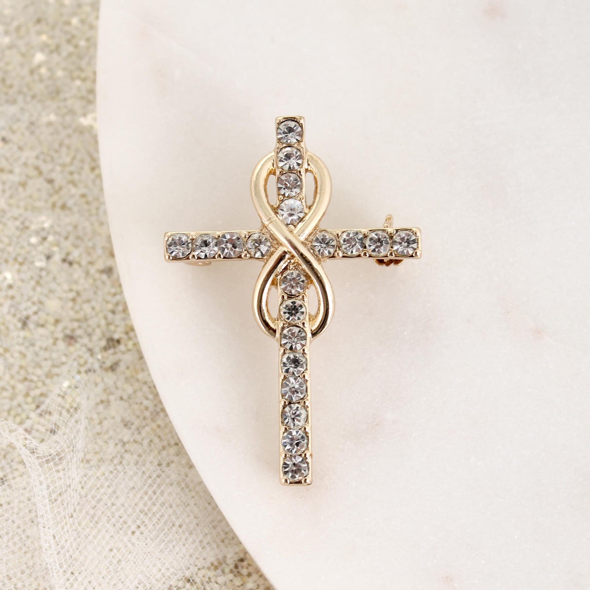 Crystal Infinity Cross Pin/Pendant