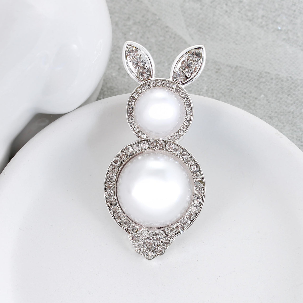 Pearl & Crystal Easter Bunny Pin/Pendant