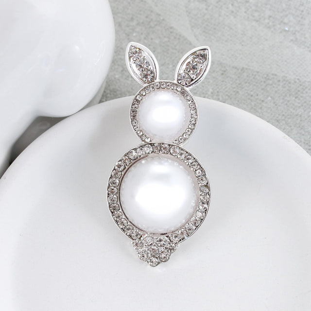Pearl & Crystal Easter Bunny Pin/Pendant