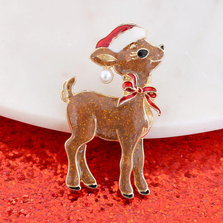 Glitter Reindeer Christmas Pin/Pendant
