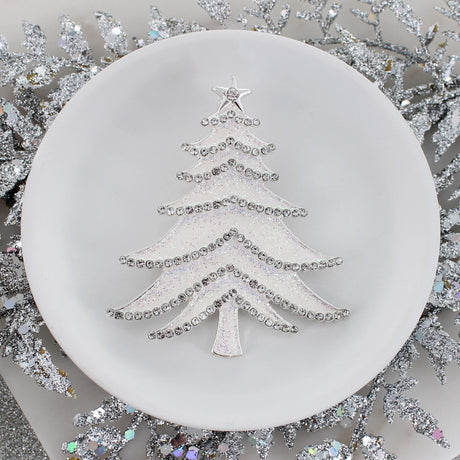 White Glitter Enamel Christmas Tree Pin/Pendant