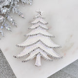 White Glitter Enamel Christmas Tree Pin/Pendant