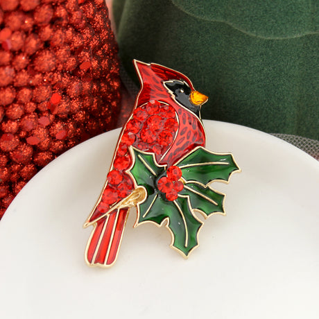 Crystal Cardinal Christmas Pin/Pendant